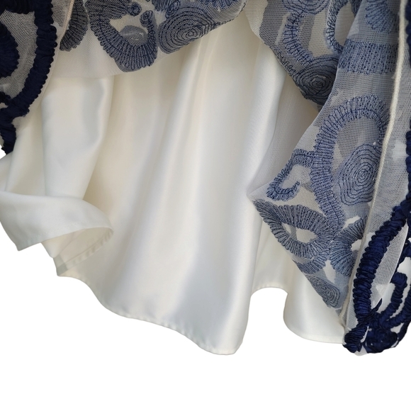 American Princess White /Navy Velvet Formal Dress 5 - Picture 5 of 9